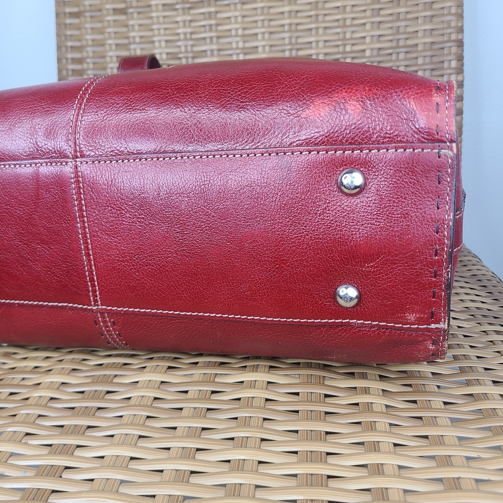Fossil Red Leather Shoulder Tote Bag Large Vintage ZB9010 - Picture 10 of 16